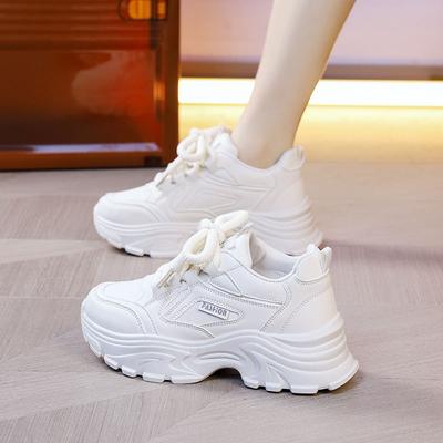 Кожаные модные повседневные кроссовки инс весна и осень новая платформа папины кроссовки женские