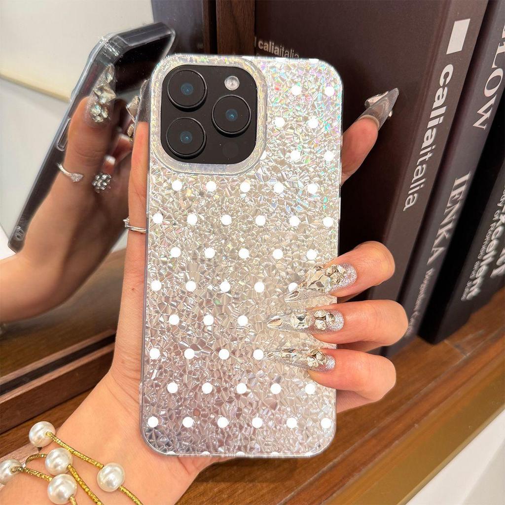 Чехол для iphone 17 Pro XS Max 18 Pro Max 11 Air 12 XR 16 Plus 14 15 13 Серебряный Блеск Трескающийся Фон Белые Точки