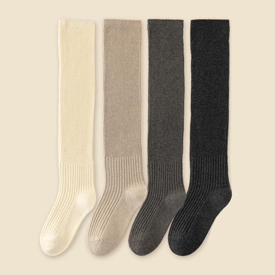 1 пара женских зимних чулок, толстые вязаные теплые однотонные эластичные противоскользящие, уютные, впитывающие пот, противоусадочные, мягкие женские носки без запаха с высокой трубкой