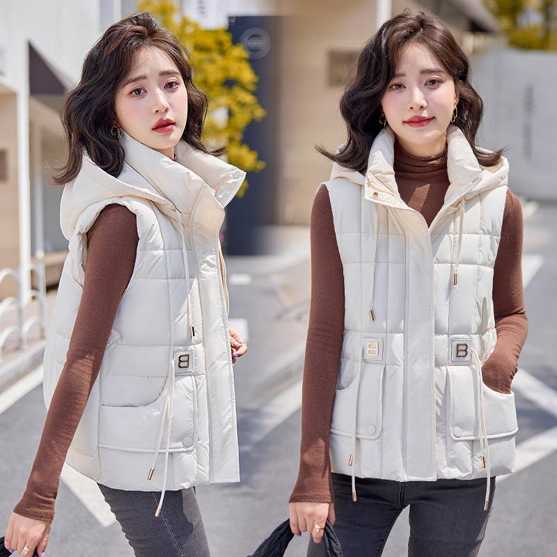 New Autumn and Winter Women's Fashionable Down Cotton Vest Vest Vest Loose and Versatile Outer Wear Cotton Vest