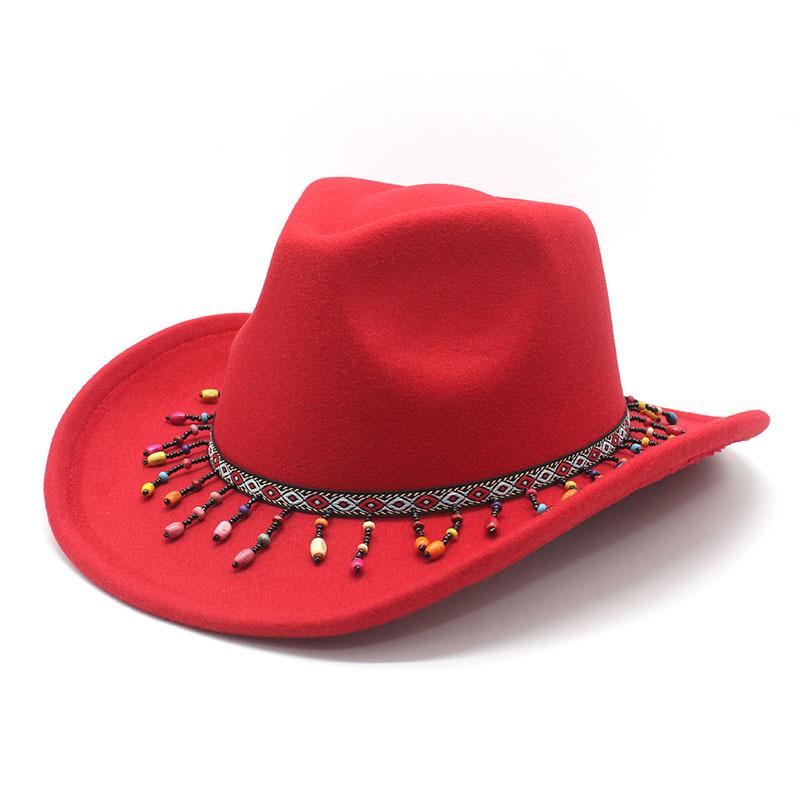 Woolen Western Cowboy Hat Men And Women Couple Ethnic Wind Roll Along Top Hat Sun Hat Jazz Hat