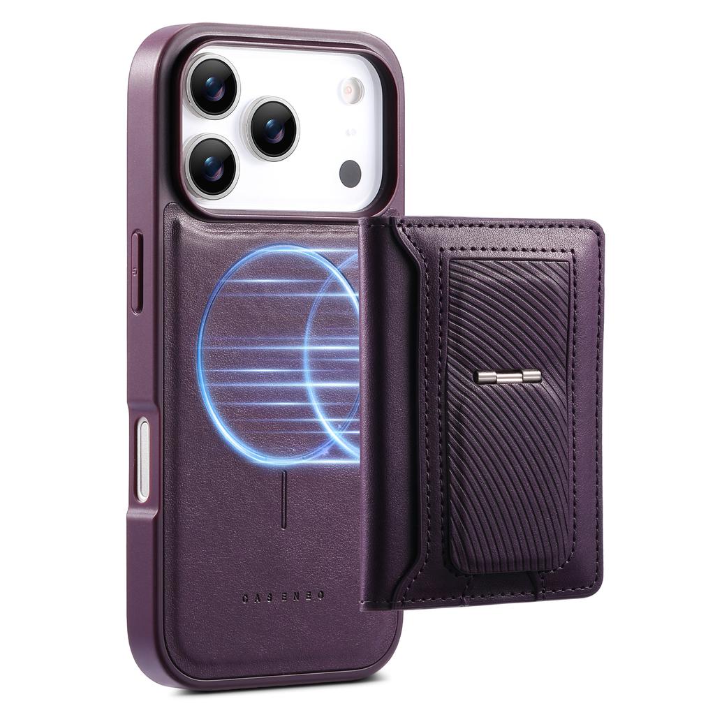CASENEO Для iPhone 17 Pro Max Съемный Магнитный Чехол для Телефона с Держателем для Карт Подставкой TPU PU Кожа PC Чехол для Телефона Совместимый с MagSafe