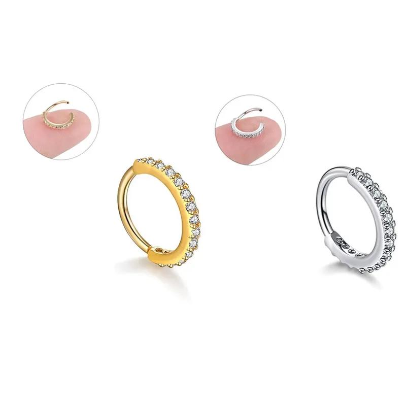 1/2pcs Copper Hinged Segment Ring For Women Septum Piercings Nose Rings Crystal Piercing Ear Tragus Cartilage Jewelry