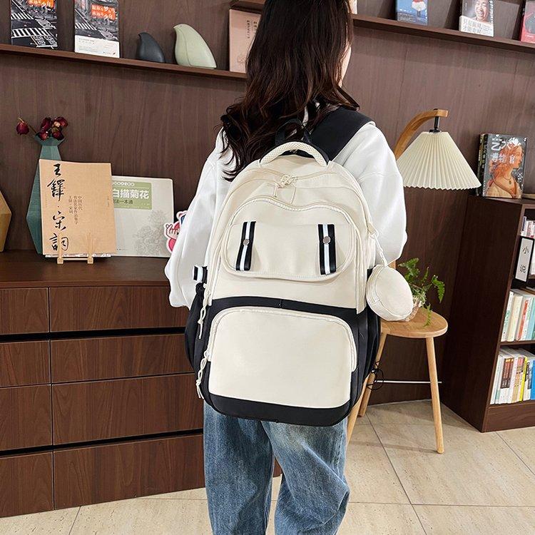 Schoolbag1011 new backpack with small bag fashionable thickened casual contrasting splicing large-capacity student campus bag