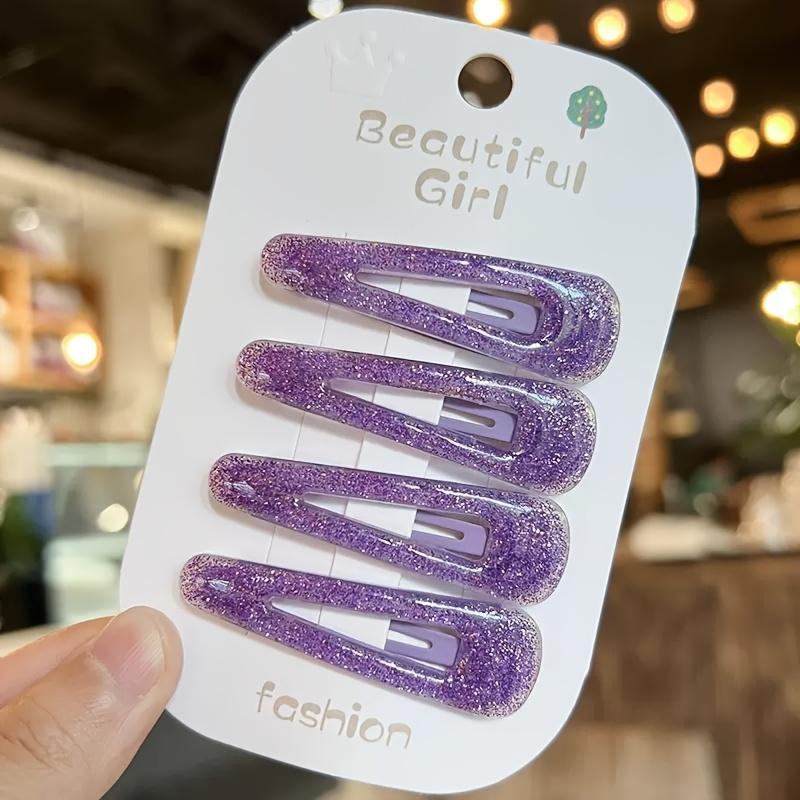 4 шт./набор Блестящие акриловые заколки для волос - нежные и не повреждающие волосы аксессуары для волос в стиле принцессы для девочек