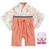Hakama Romper Socks Set Open Front Girls Baby 60 Salmon Pink [Augelute]