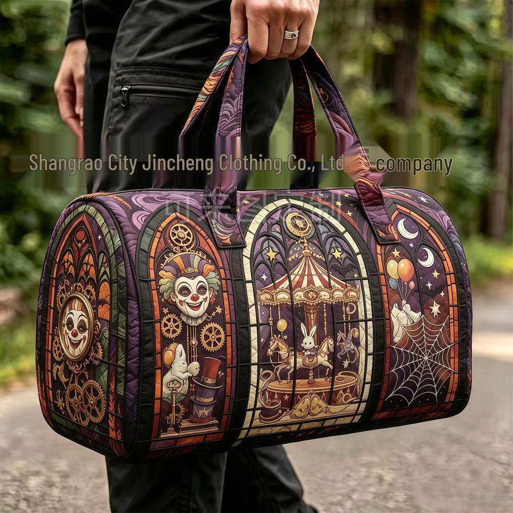 3D Gothic Stained Glass Print Halloween Gym Bag - Multi-functional Travel Bag