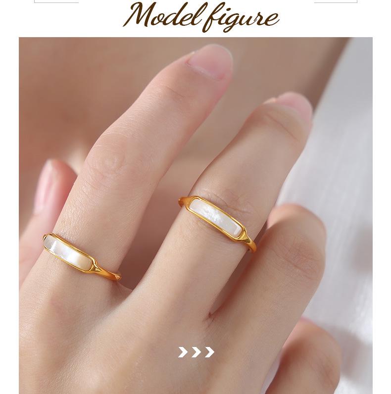 Vintage White Seashell Ring: Chic Chinese Style, Layered Titanium Steel for Women