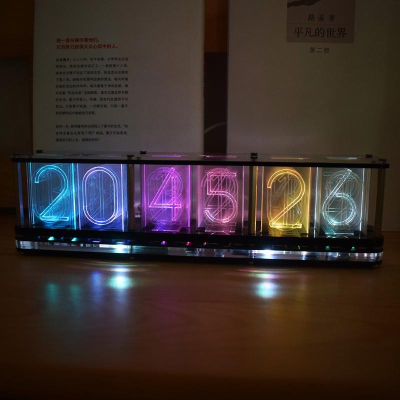 Имитация полноцветного RGB светящегося трубчатого clock LED музыкального спектра DIY наборы Декорация Подарок Ночник Освещение атмосферы