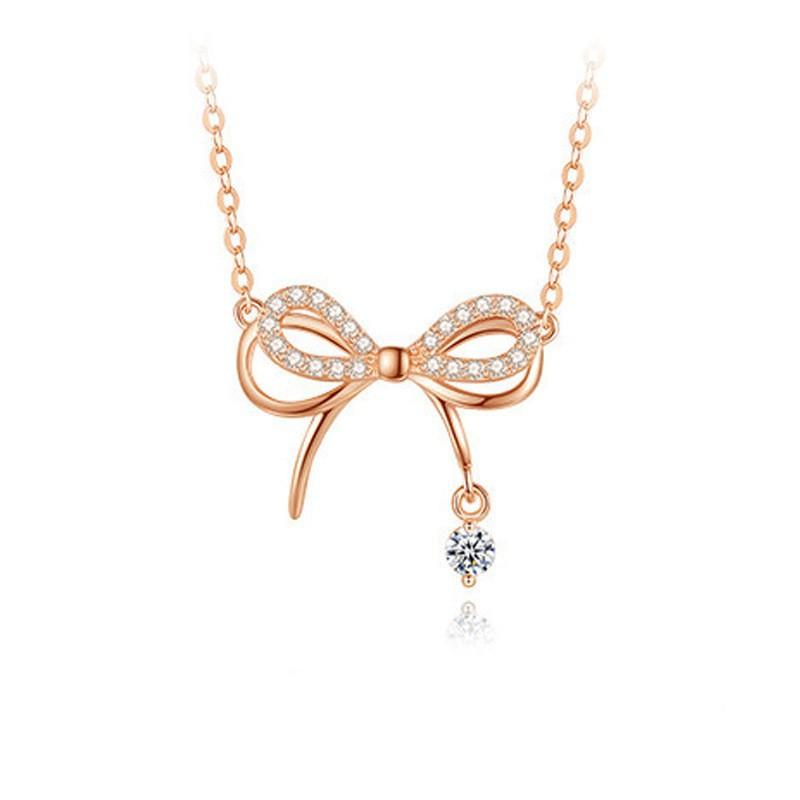 Ожерелье с подвеской в виде полого банта для женщин Ins Temperament, универсальная и свежая, высококачественная цепочка на ключицу