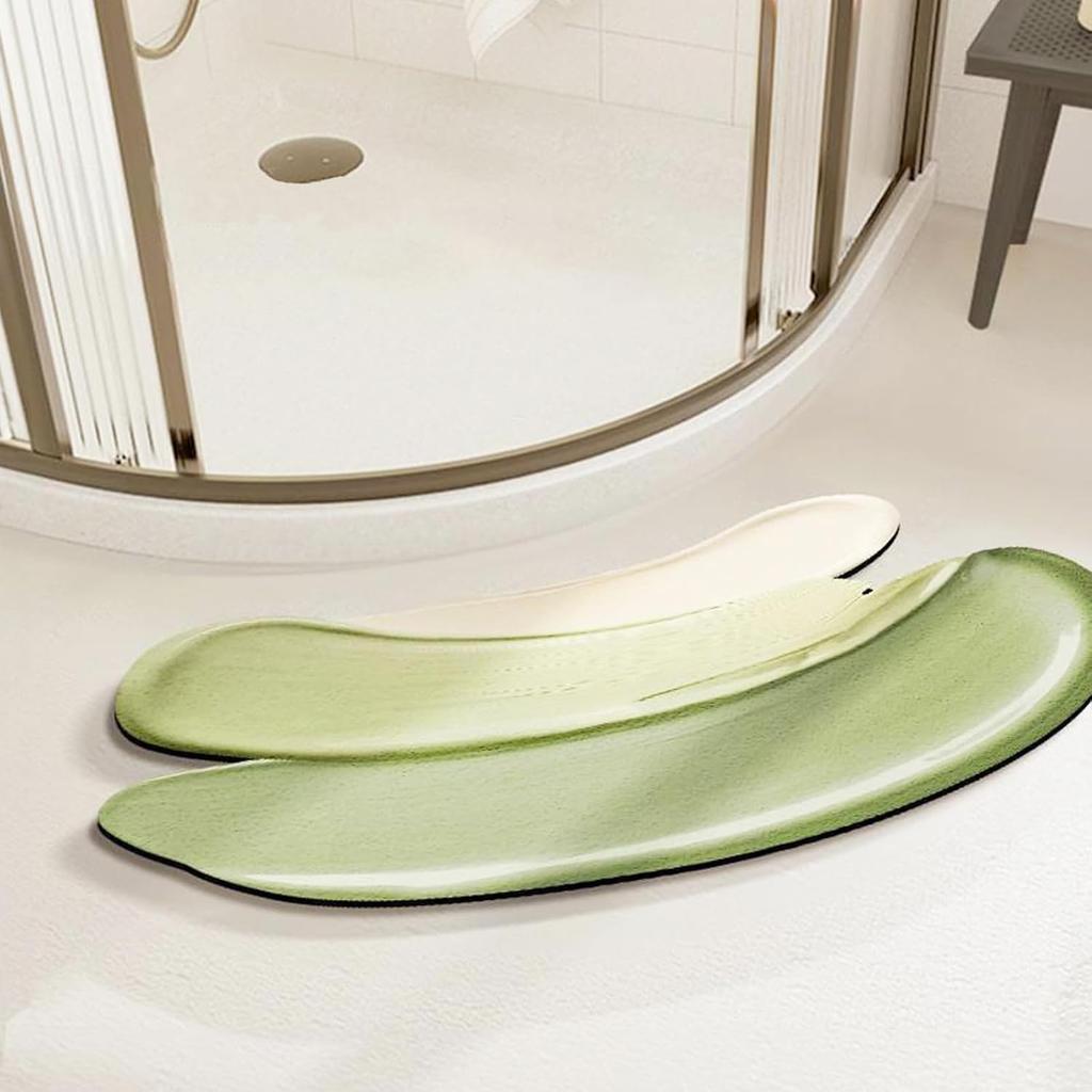 Bath Mat, Super Absorbent Curved Shower Rug, Soft and Comfy Corner Bathroom Rug, Washable Curved Shower Mat with Non-Slip Bottom for Circular