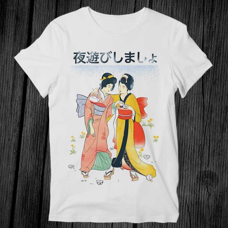 Party Hard Japanese Geisha T Shirt Unisex Adult Mens Womens Gift Cool Music Fashion Top Vintage Retro Tee G417