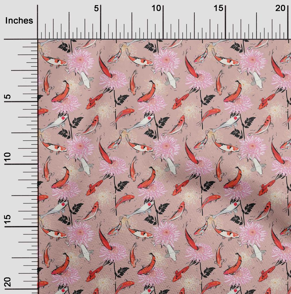 oneOone Хлопковая гибкая пыльно-фиолетовая ткань, азиатская японская рыба кои с цветочным шитьем, ткань от The Yard, принадлежности для шитья одежды своими руками, 40 дюймов