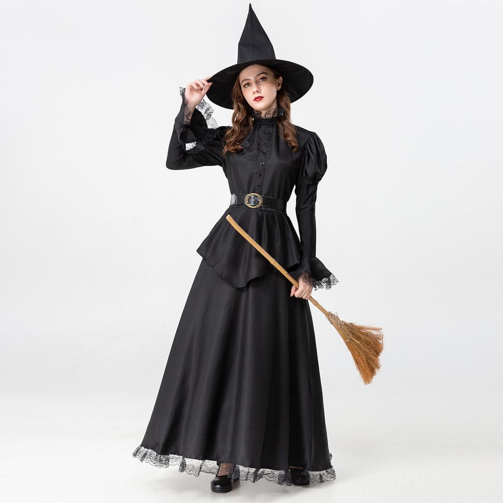 New Women's Halloween Dress Black Witch Witch Cosplay Costume Set