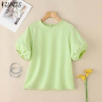 Женская повседневная летняя блузка с круглым вырезом и коротким рукавом