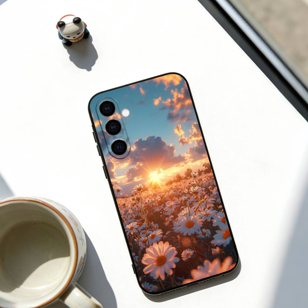 Flower Sea Phone Case For Samsung Galaxy A73,A72,A71,A70,A53,A52,A51,Soft Silicone Black Cover