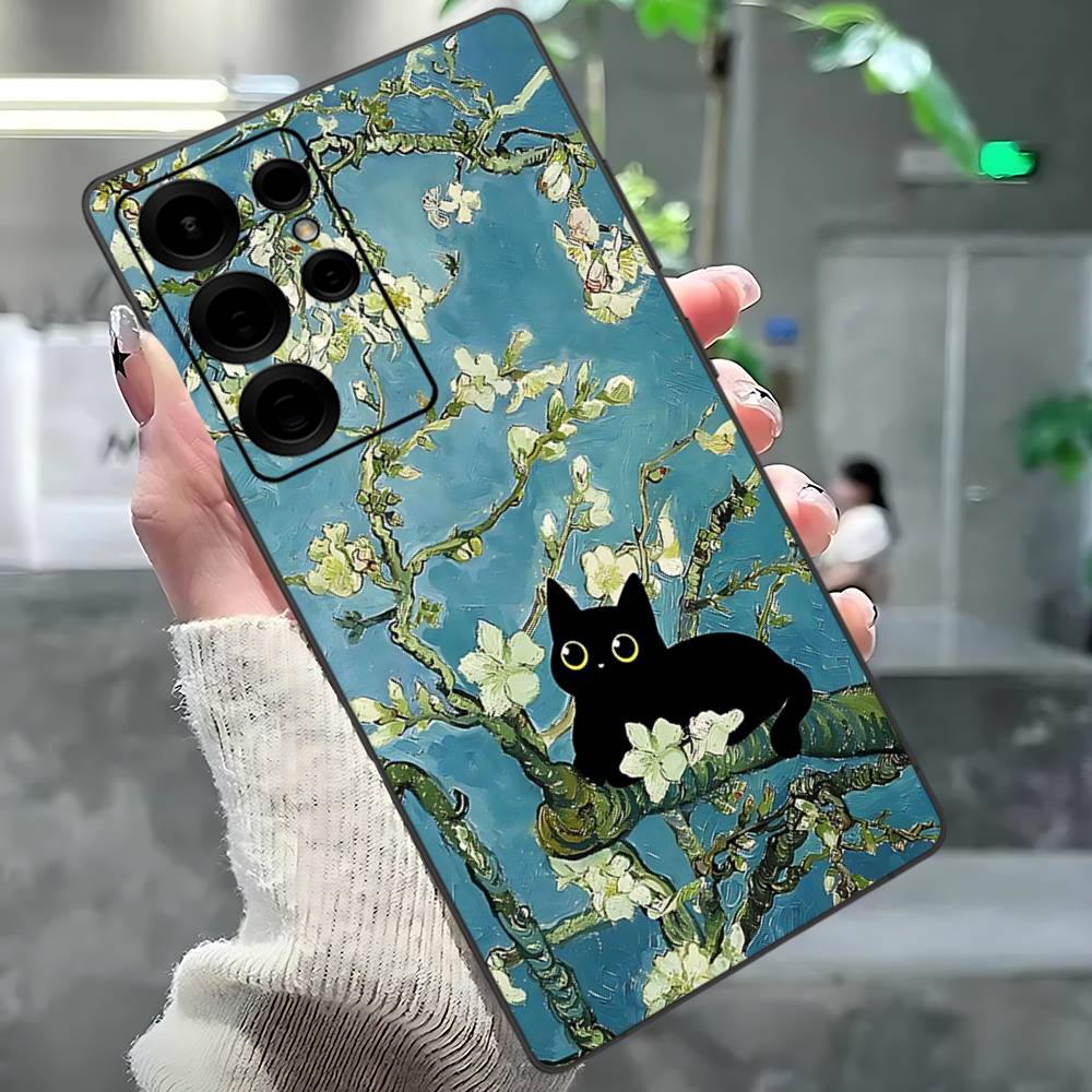 Смешные коты Ван Гог Чехол для телефона Samsung S 24 Fe 25 Ultra Plus 20 Lite 21 30 22 23 24 22 Ultra 5G Fundas