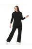 Женский стиль, большой размер под верхнюю часть команды, черный трикотаж, костюм больших размеров с верхом и низом