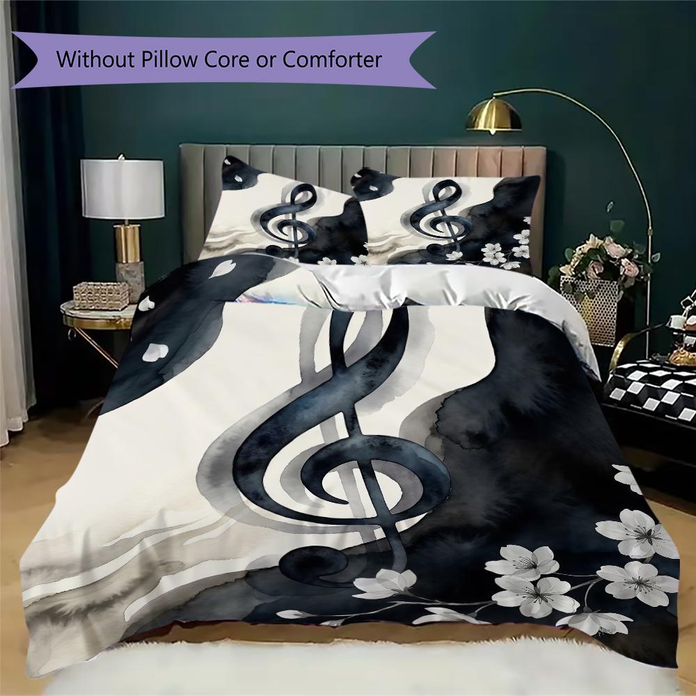 Soft Marble Melody Pattern Bedding uilt Set uilt Cover Pillowcase Home Decoration Birthday Gift (1 * duvet cover + 2 * pillowcase without core)