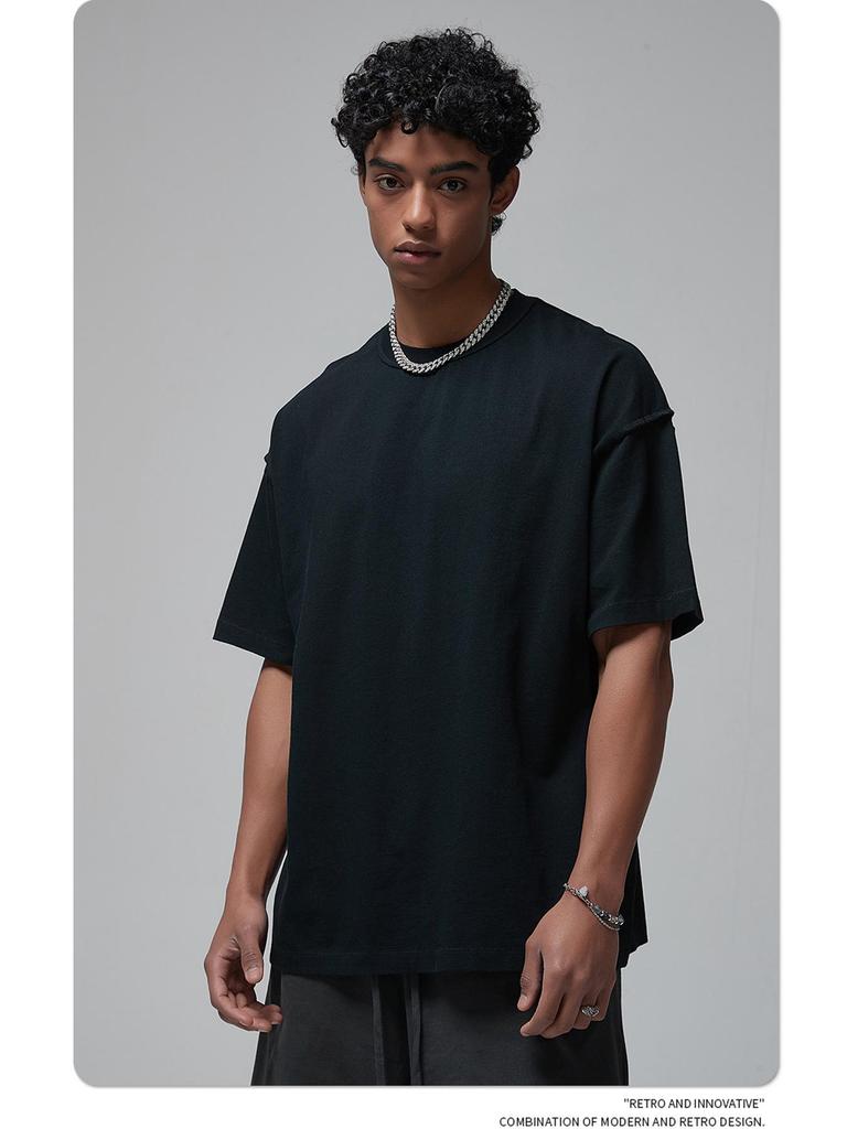 ARTIE Men's Spring/Summer 2024 Fringe Collar Street Fashion Washed Short-Sleeve T-Shirt