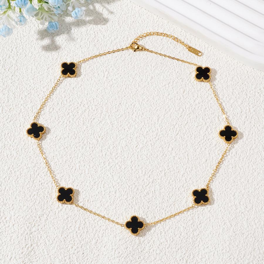 7 цветов 13 мм Двусторонняя титановая сталь Четырехлистный клевер Ожерелье Не теряет цвет 18k Легкая роскошь Женское ожерелье