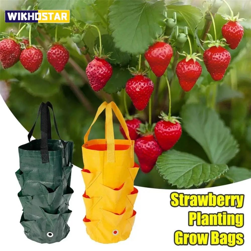 Reusable Planter Pot PE Growing Bags For Vegetable Flower Outdoor Planting Bag Hanging Strawberry Potato Flower Planter Bag
