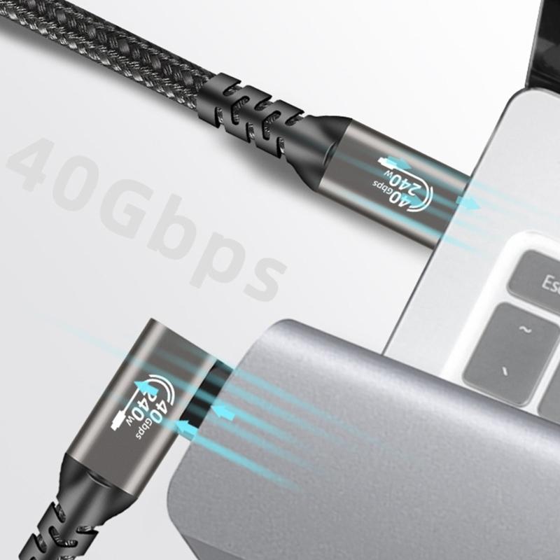 Кабель USB C 90 градусов для передачи данных 40 Гбит/с Синхронизированный дисплей 8K UHD Подходит для ноутбуков планшетов Быстрая зарядка Передача данных
