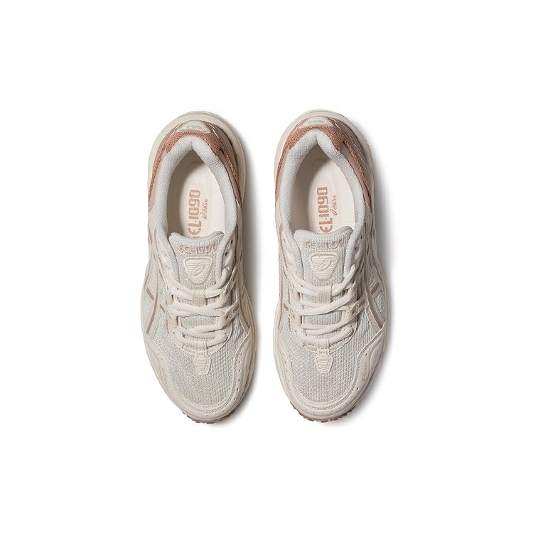 Asics Gel-1090 V1 Ткань Синтетическая кожа Ретро Универсальные Низкие Повседневные Кроссовки Унисекс Сиреневый Коричневый 1203A243-024