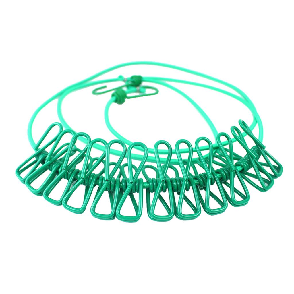 Portable Clothesline With 12 Clothespins, Windproof Travel Clothesline Stretchy Retractable Elastic Laundry Clothes Line