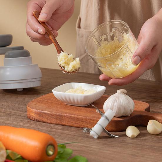 250ML Multifunctional Garlic Chopper Rust-Proof Stainless Steel Blades Easy Rotation Garlic Grinder for Chopping Ginger Potatoes Onions