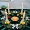 Advent Wreath Candle Holder Christmas Candle Ring Stand for 4/5 Taper Candles Gold Metal Advent Wreath Ring for Christmas Holiday Home Party Church