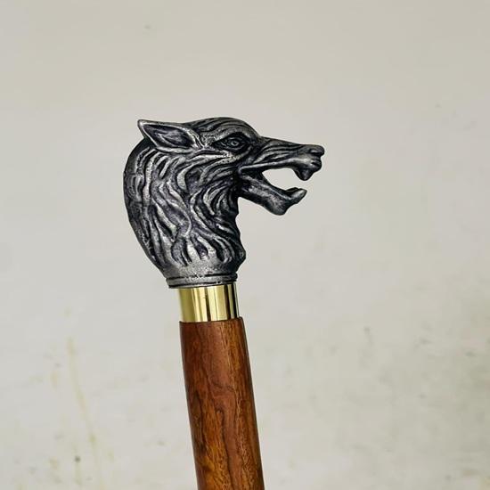91,44 см Трость с головой волка Деревянная палка с латунной ручкой Подарок для него, нее, отца, матери, бабушки, дедушки