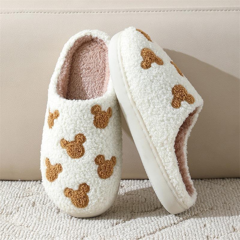 Мультяшные хлопковые тапочки женские домашние нескользящие домашние тапочки