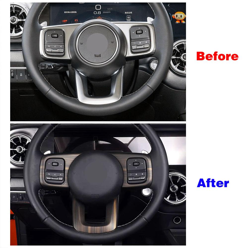 For GWM Tank 300 2024 2024 RHD LHD Carbon Steering Wheel Frame Cover Trim Interior Accessories Black Wood Grain Decoration Refit