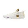 Li Ning WOW12 Покрытие Устойчивость к истиранию Низкие Баскетбольные кроссовки Мужские Белый Золотой ABAV085-22