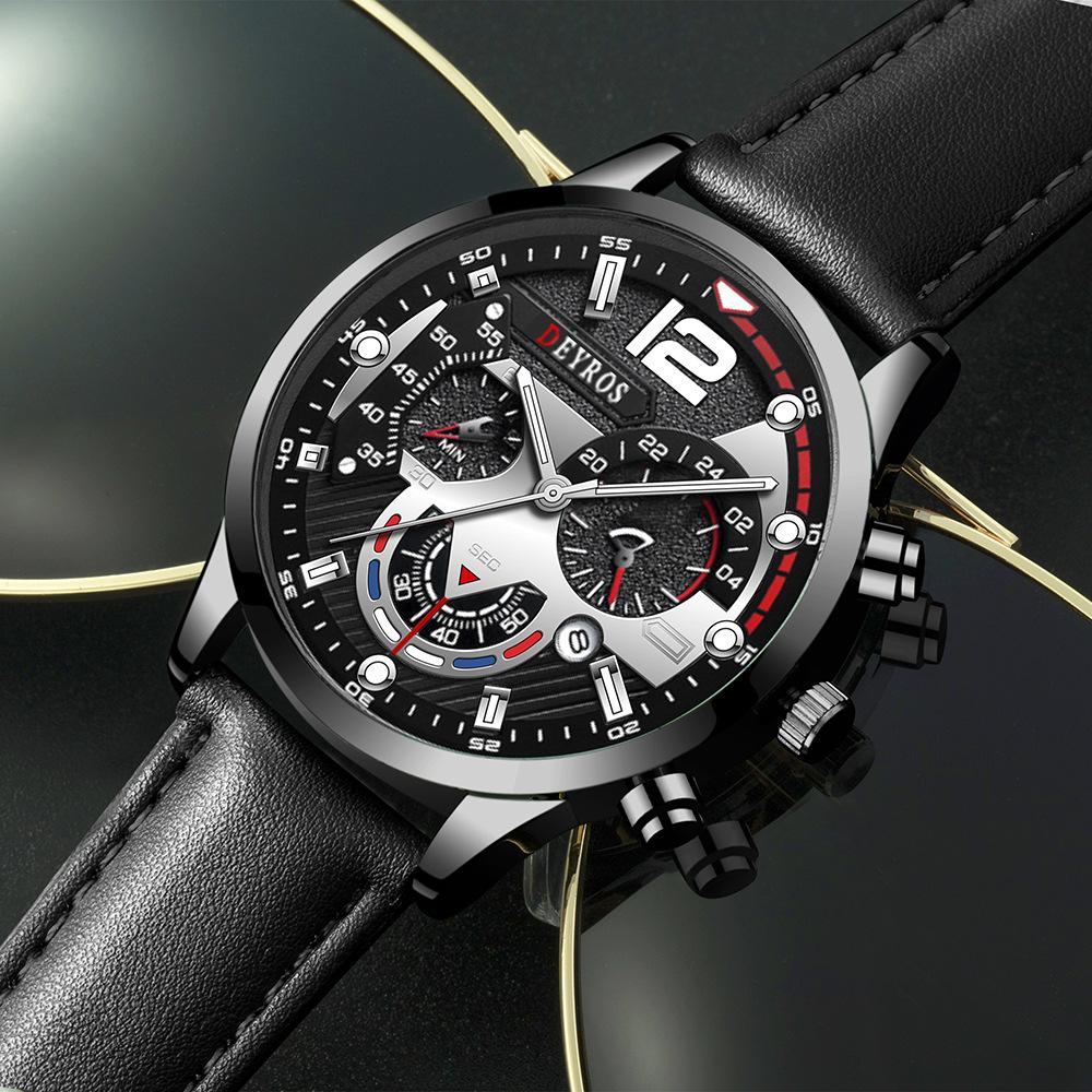 Деловые мужские кварцевые часы с календарем, модные мужские повседневные наручные часы из искусственной кожи, спортивные часы, идеальный выбор для подарков мужчинам