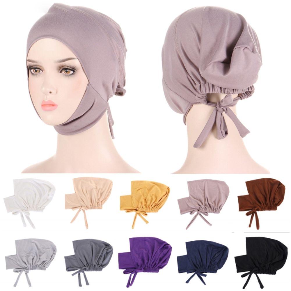 Short Muslim Stretch Arab Turban Inner Hijab Caps Headwrap Islamic Cap Female Headscarf