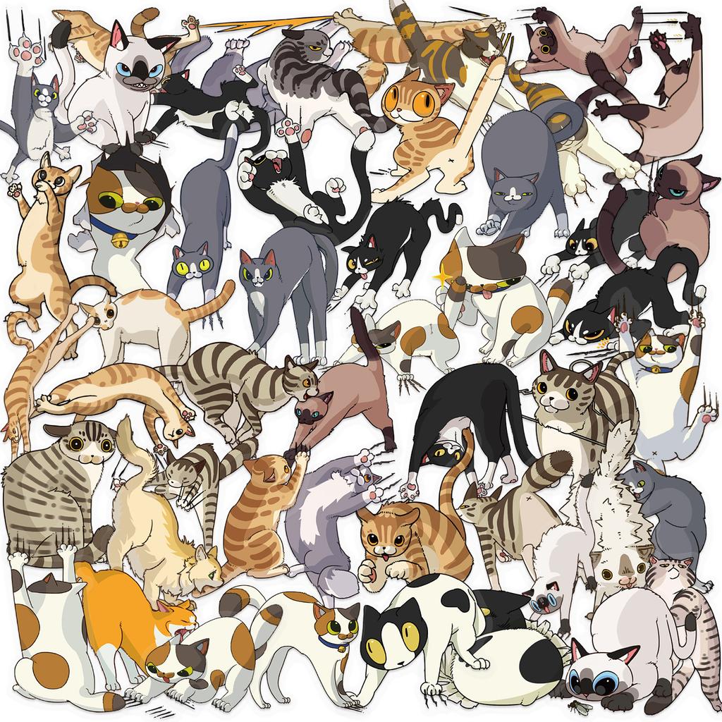 Набор из 50 прозрачных мультяшных наклеек для защиты от царапин когтями кошки, водонепроницаемые прозрачные ПЭТ-декоративные наклейки для ручной росписи, гитары, блокнота