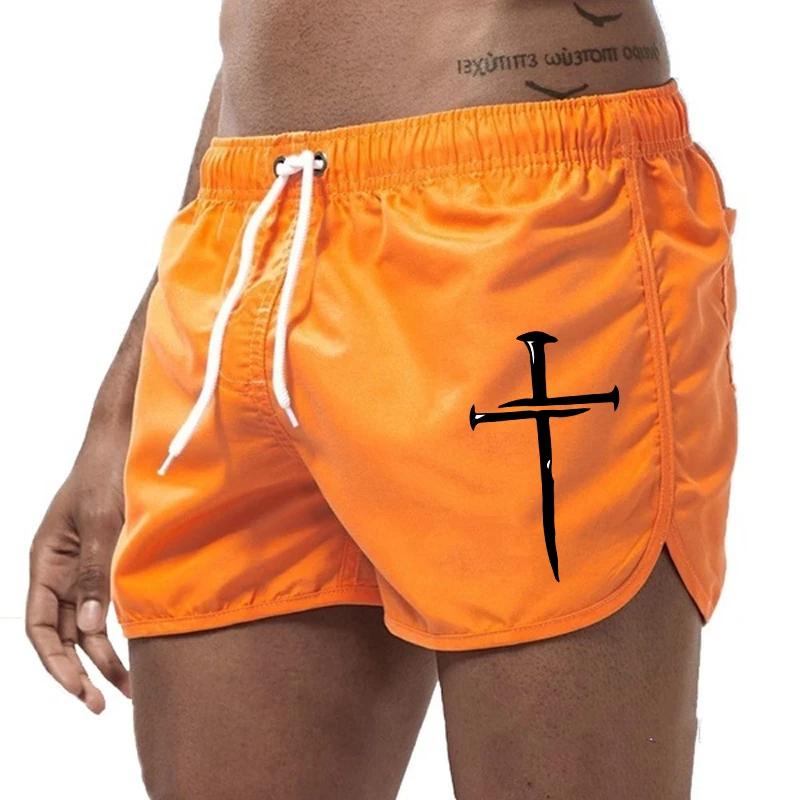 Летние мужские пляжные шорты 2025 Пляжные плавки Гимнастика Бег Повседневные брюки Быстросохнущие Плавательные Ом Серфинг Вентилируемые Приморские шорты