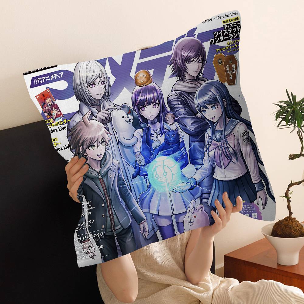 Классическая аниме-подушка Danganronpa Подушка для аниме Подушка для дивана Подушка для изголовья кровати Наволочка Чехол для подушки 45x45 см Модная