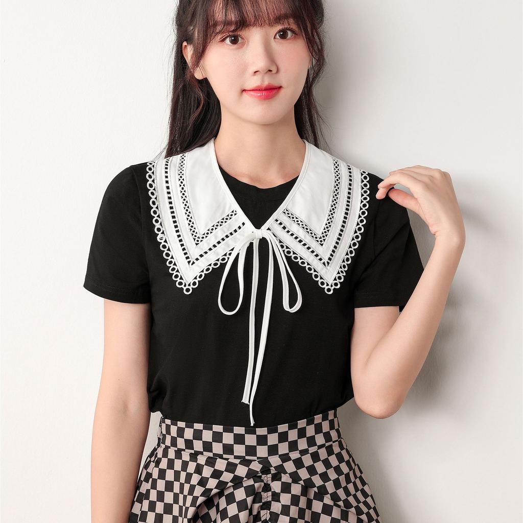 New Women Bowknots Fake Collar Shawl for Shirt Blouse Detachable Collar Lapel False Collar Student Dress Sweater Decorative