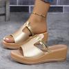 Fashion Summer Fashion Wedge Sandals for Women 2024 New Trendy Open Toe Pu Leather Slippers Plus Size Casual Roman Style Women Sandals