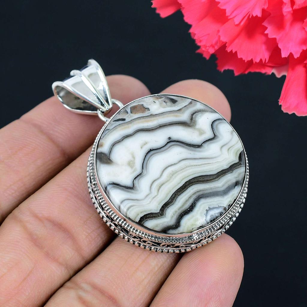 Подвеска из драгоценного камня прерийного агата, твердая подвеска из стерлингового серебра 925 пробы, ювелирный подарок для унисекс