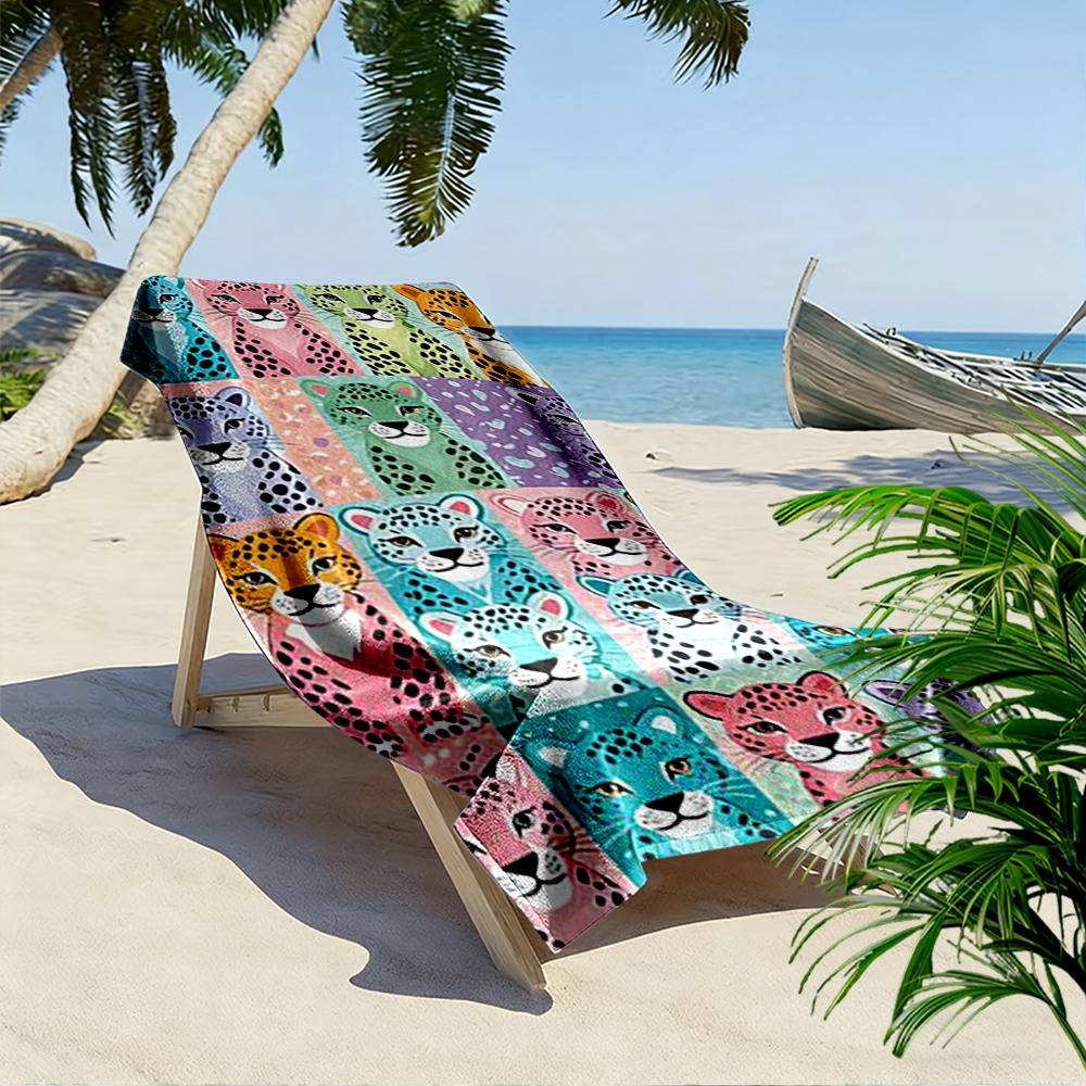 Colorful Leopard Pattern Design Beach Towel - Beach towel quick-drying for travel outdoor sports jogging beach and swimming