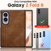 Samsung Galaxy Z Fold 8 Protective Case with Hinge Cover HD Glass Screen Protector and Raised Camera Protection-Brown