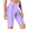 Womens Glossy High Waist Shorts Elastic Waistband Short Leggings Swimwear Workout Sports Bottoms