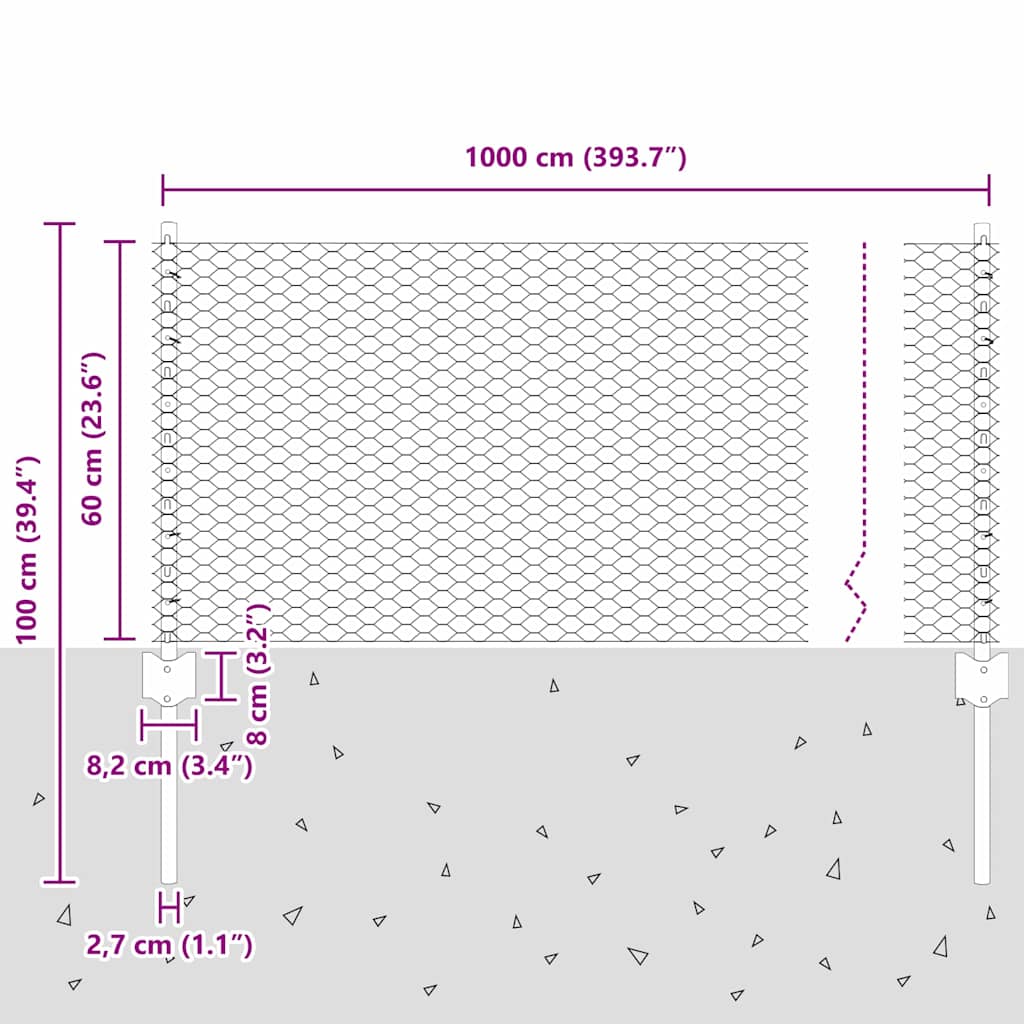Welded Wire Fence 10 x 0.6 m (W x H) Hot Dip Galvanized Steel