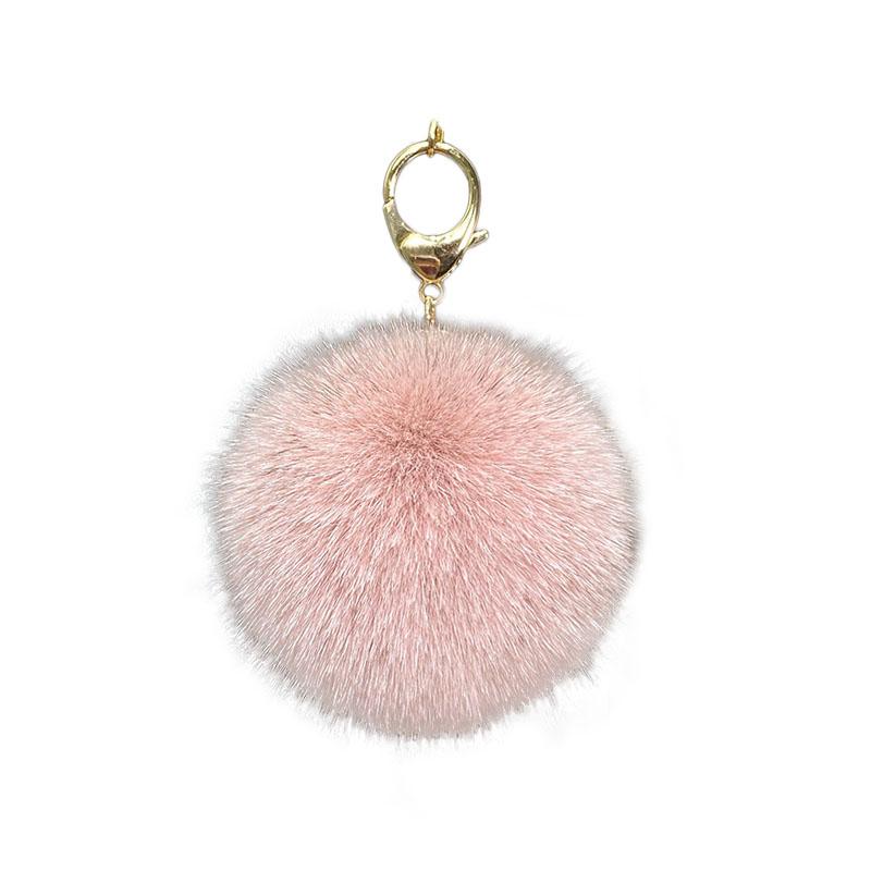 1PC Fluffy 9cm Fox Fur Bag Pendant Car Keyring Pompom Ball Keychain Gift Metal Ring Fashion Charm