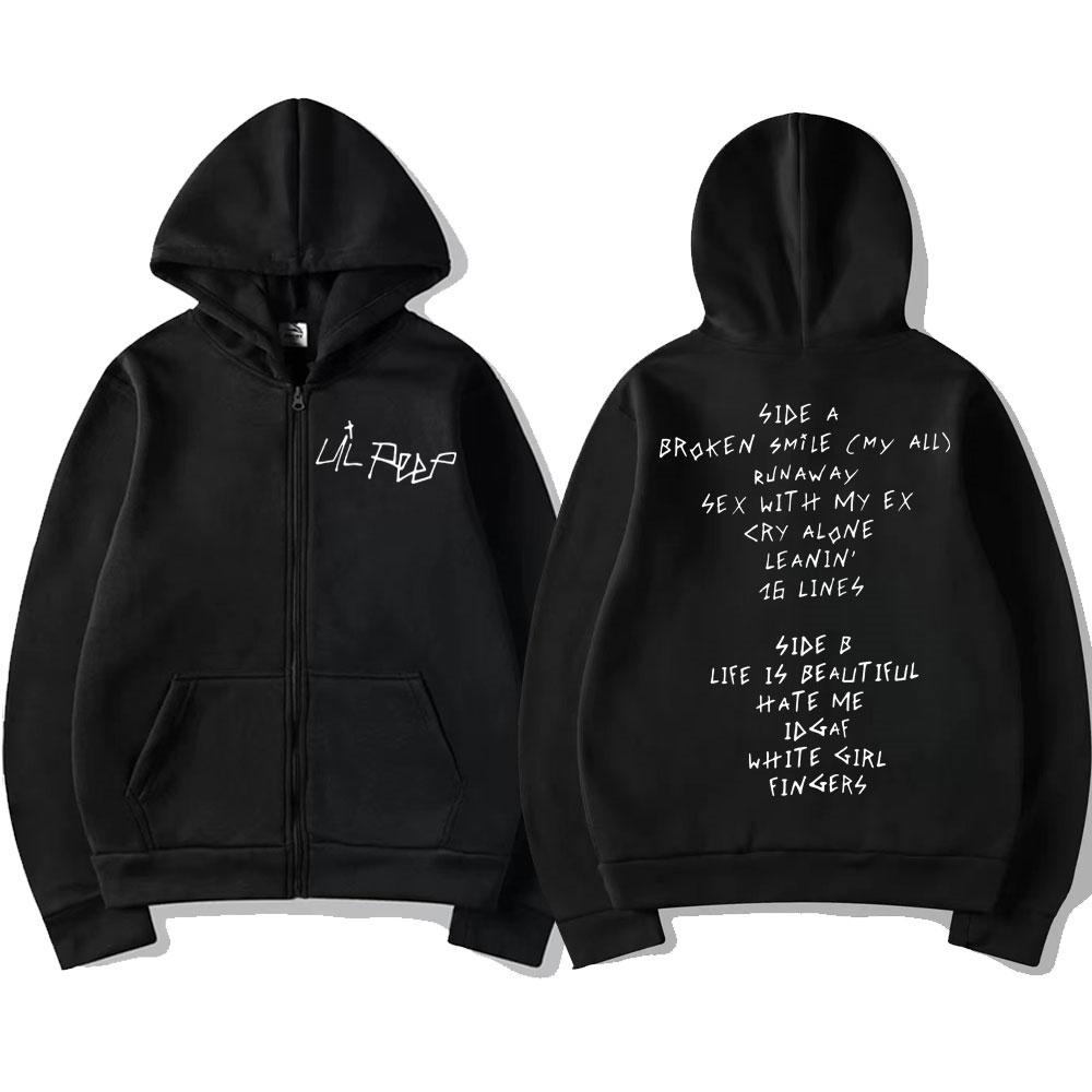 Толстовки на молнии с принтом тура рэпера Lil Peep Мужские Женские Тренд Мода Толстовки на молнии Хип-хоп Винтаж Оверсайз Молния