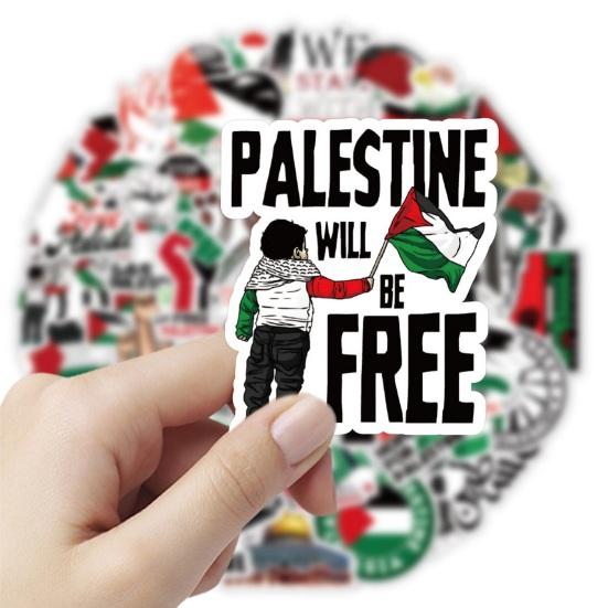 50Pcs Free Palestine Stickers Cool Waterproof Vinyl Decal for Adults Teens Kids Cartoon Graffiti Sticker for Water Bottle Bike